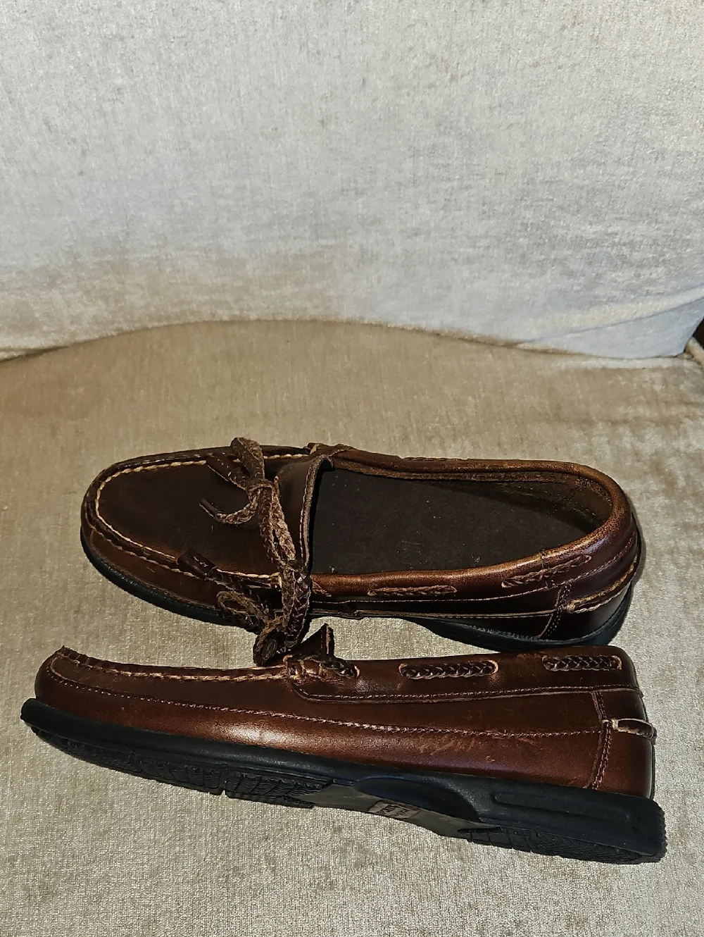 Sperry Brown Leather Boat Shoes with Braided Laces